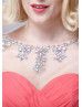 Coral Chiffon Beaded Prom Dress For Mother Of The Bride